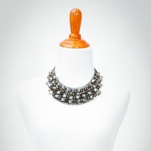 Layered metal and glass beaded choker